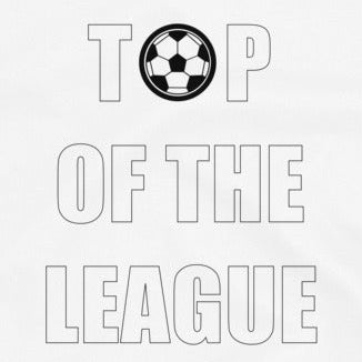 Text 'Top of the League' with a football icon on a white background