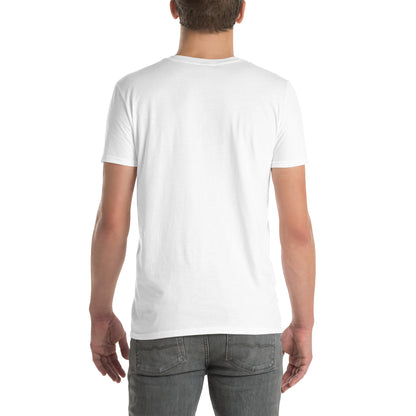 Person wearing a plain white t-shirt on a white background with a logo saying top of the league with a football graphic