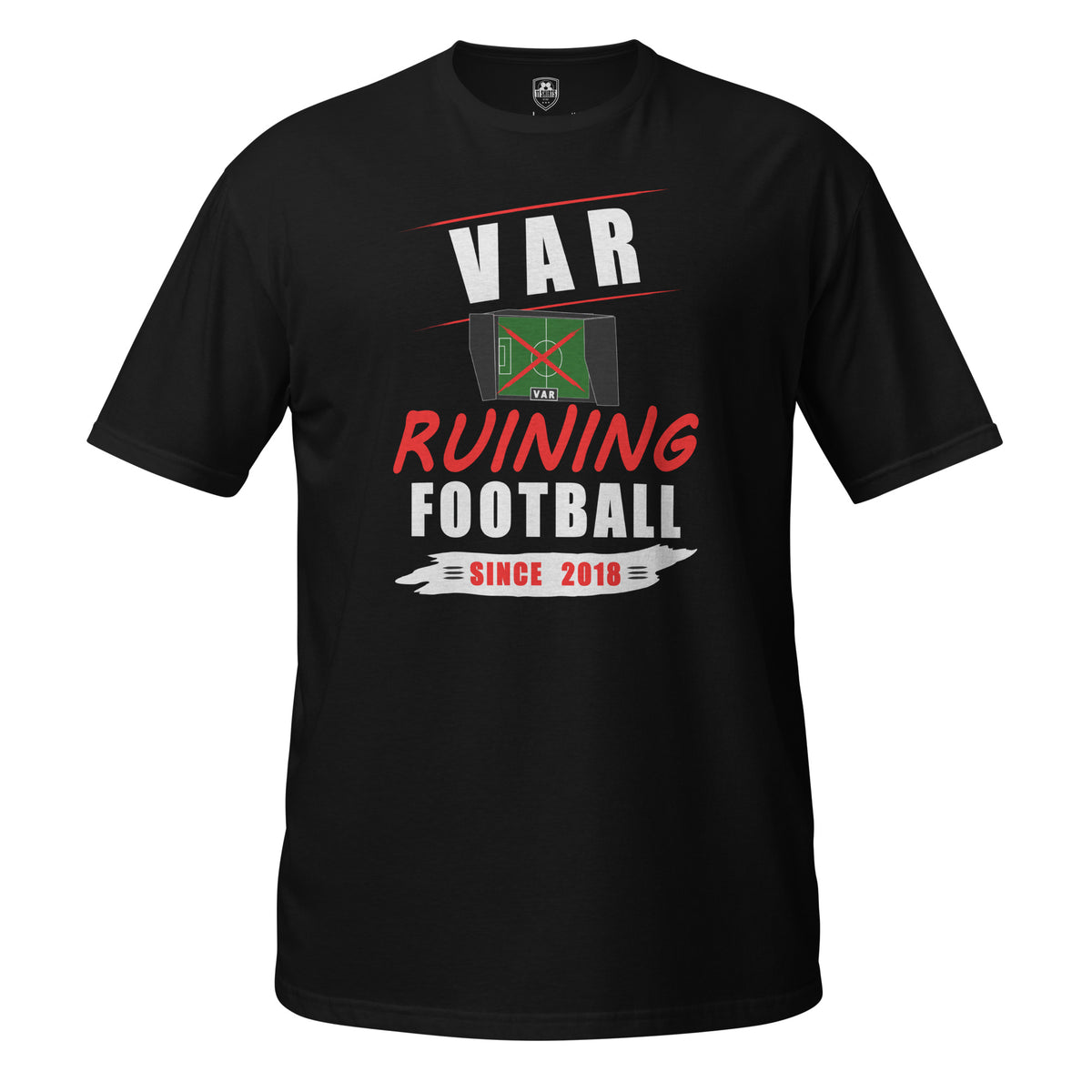 VAR Ruining Football t-shirt in black, alternative front view