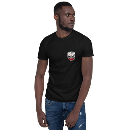 Two Footed Tackle FC t-shirt in black, alternative front view
