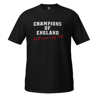 Champions of England t-shirt in black, alternative front view