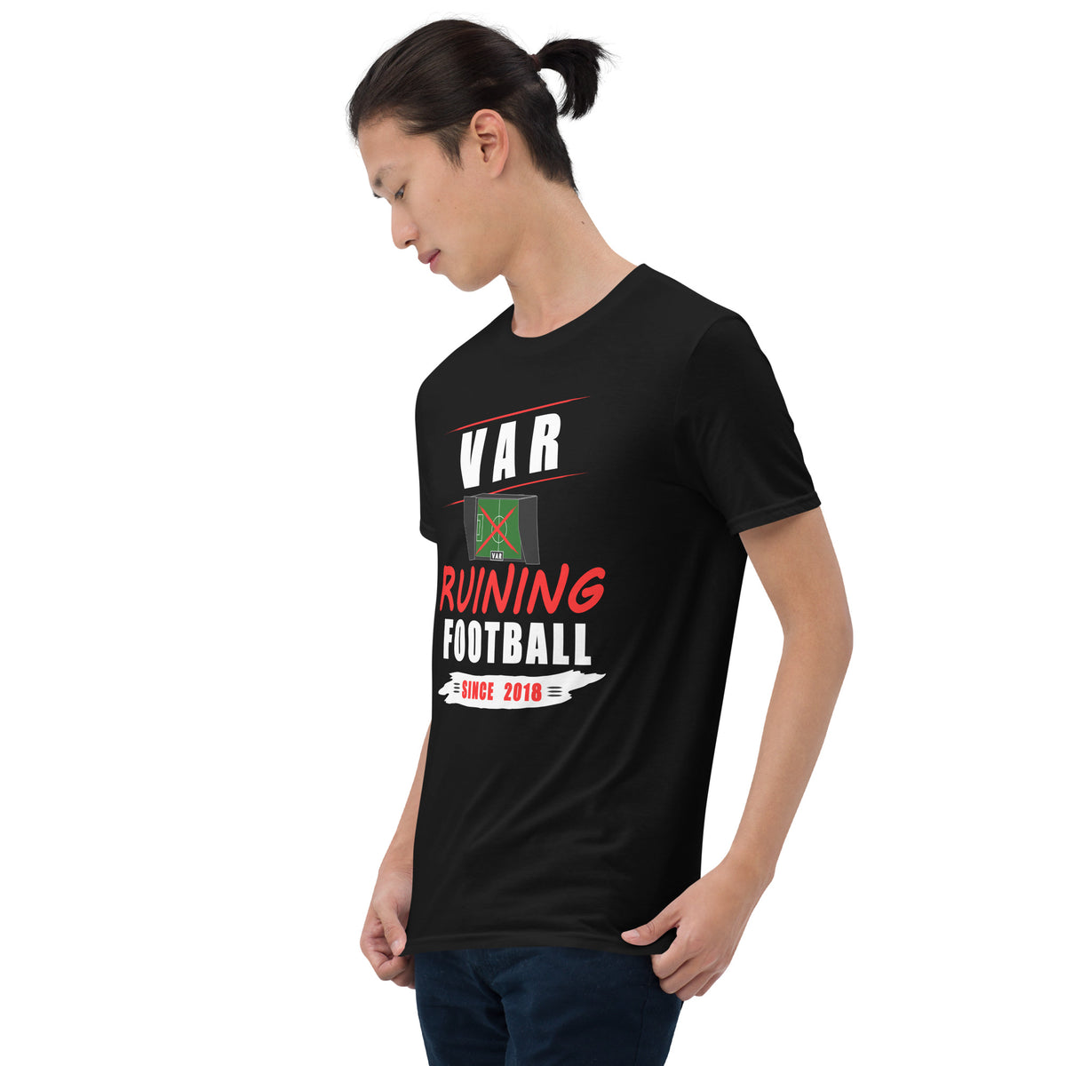 VAR Ruining Football t-shirt in black, left front view