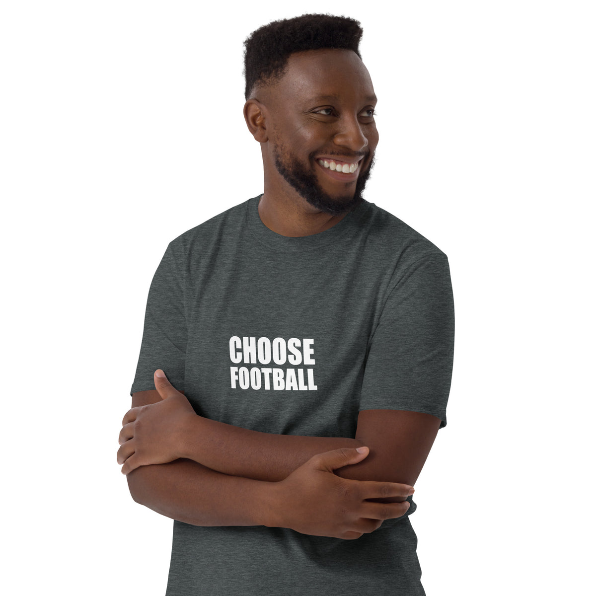 Choose Football t-shirt in dark heather grey, front view
