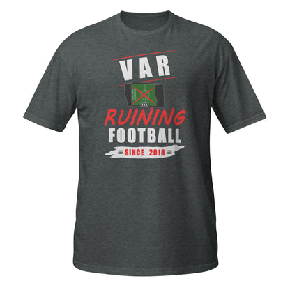 VAR Ruining Football t-shirt in dark heather grey, front view