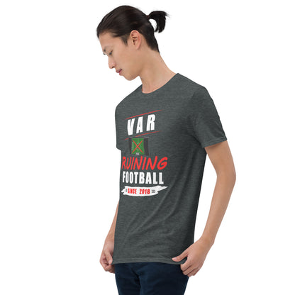 VAR Ruining Football t-shirt in dark heather grey, left front view