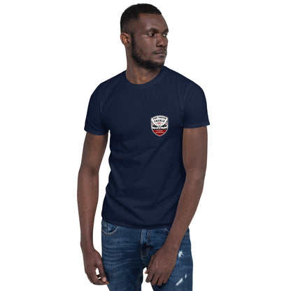 Two Footed Tackle FC t-shirt in navy, alternative front view