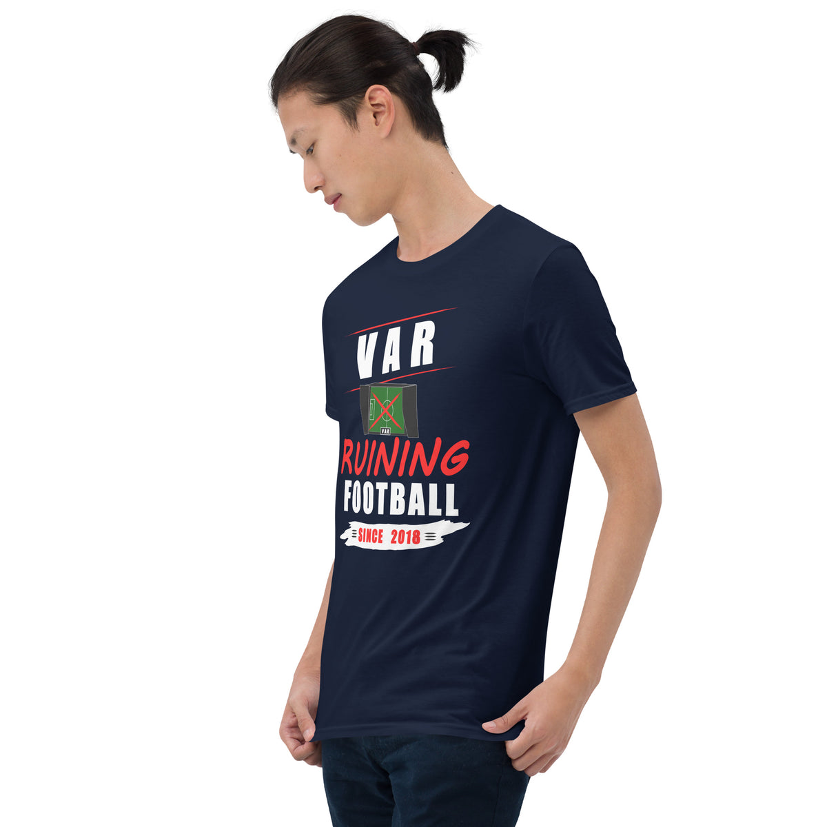 VAR Ruining Football t-shirt in navy, left front view