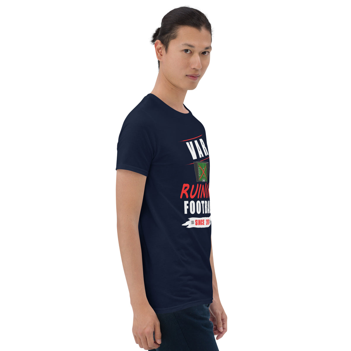 VAR Ruining Football t-shirt in navy, right front view