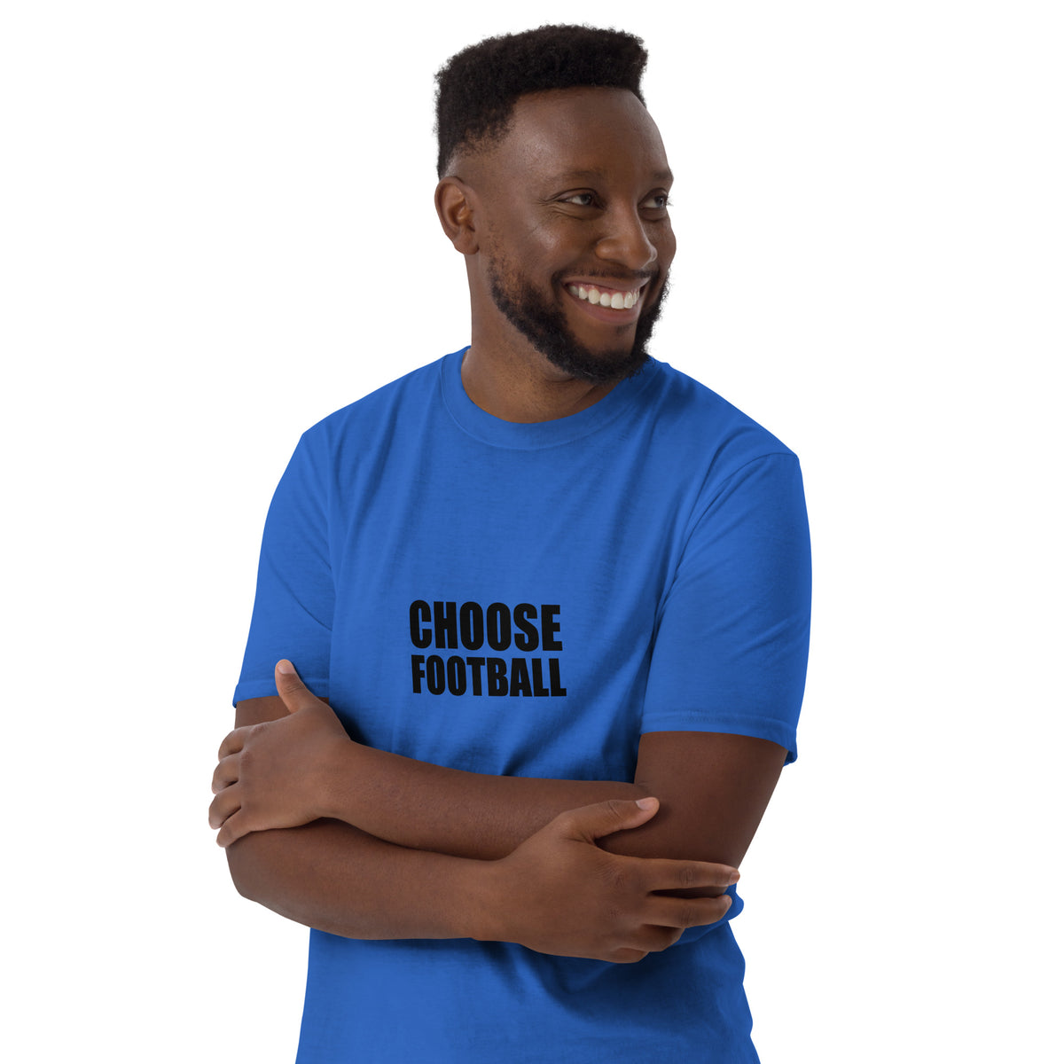 Choose Football t-shirt in royal blue, front view